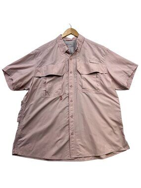 Eddie Bauer Mens Short Sleeve Button Up Fishing Shirt Size XL Pink Outdoors